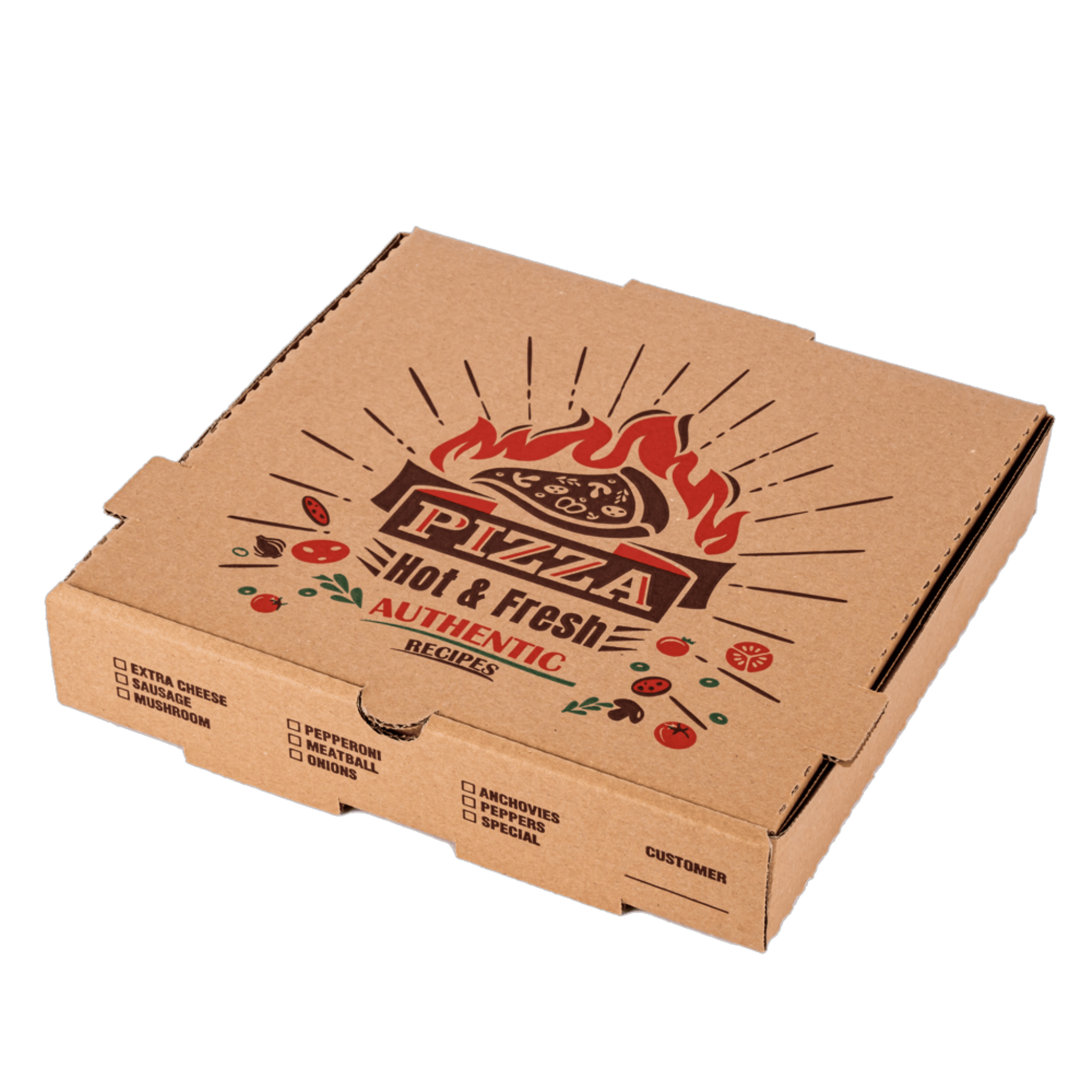 Pizza Boxes, 12 X 12 X 2, Kraft, Paper, 50/Pack | RDM Wholesale