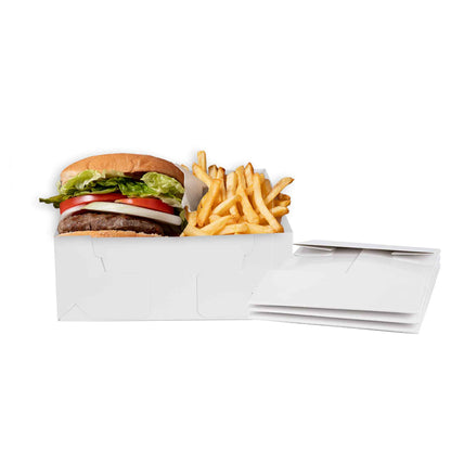 White Rectangle Fold Tray - 10" x 6" x 2.5" - 425 Case