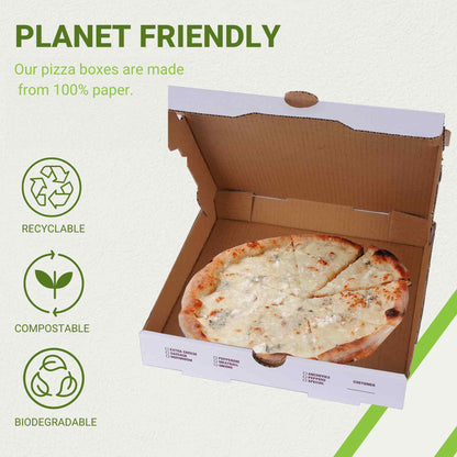 White Pizza Boxes - 10" x 10" x 2" - 50 Bundle